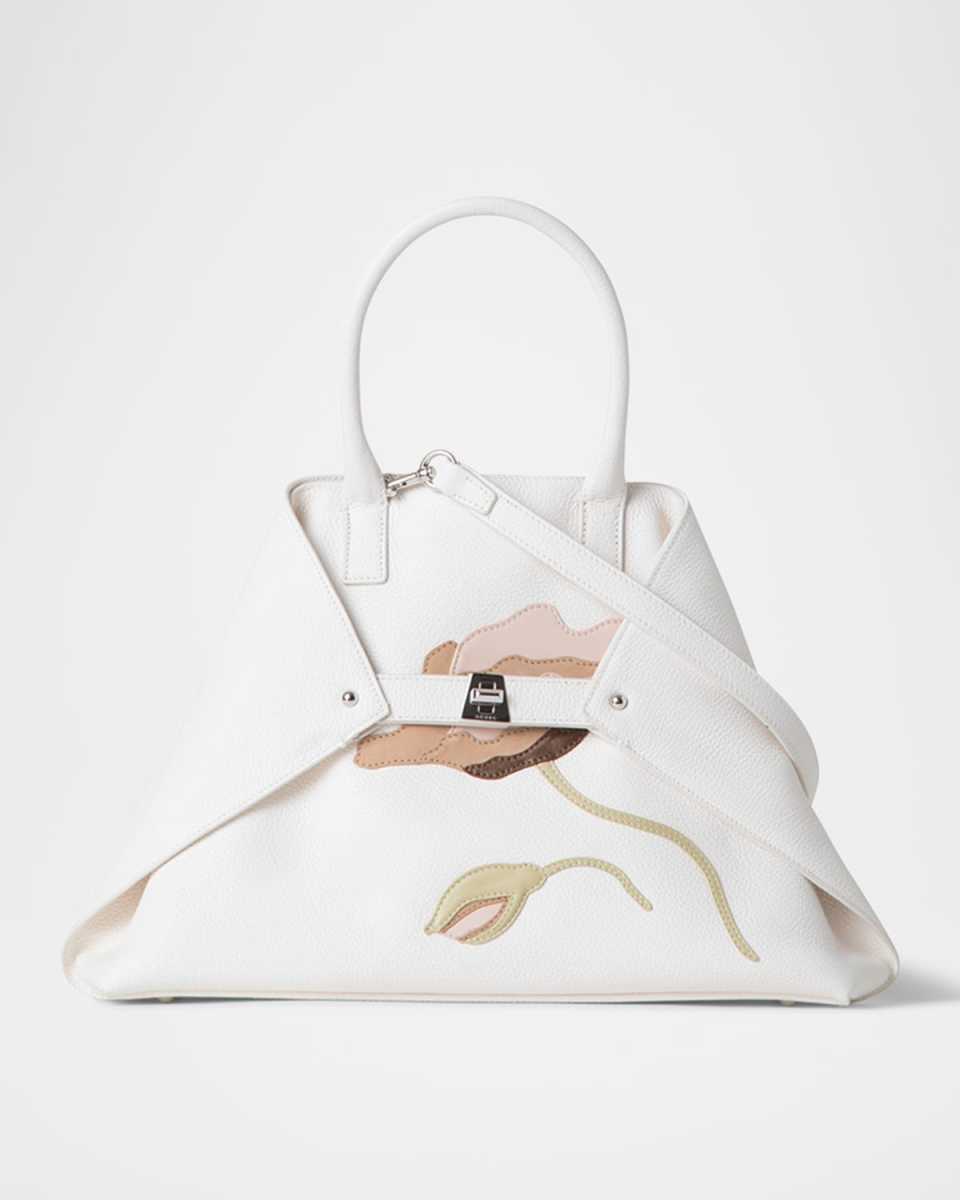 Ai Small Flower Leather Top-Handle Bag